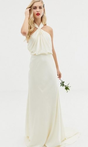 ASOS EDITION – Robe de mariage longue et froncée avec dos nu Robes de mariée modernes ASOS
