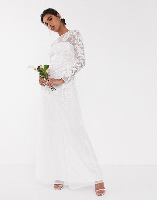 ASOS EDITION – Robe de mariage en tulle brodé motif floral Mariage Bohème ASOS