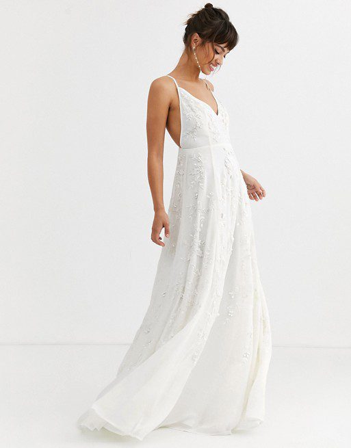 ASOS EDITION – Robe de mariage style caraco ornée de perles et sequins Robes de mariée à moins de 500 euros ASOS