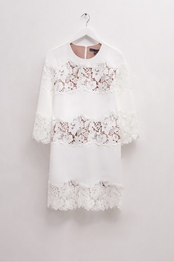 French Connection – Fenyala Lace Mix Lace Panel Wedding Dress Mariage Civil FRENCH CONNECTION