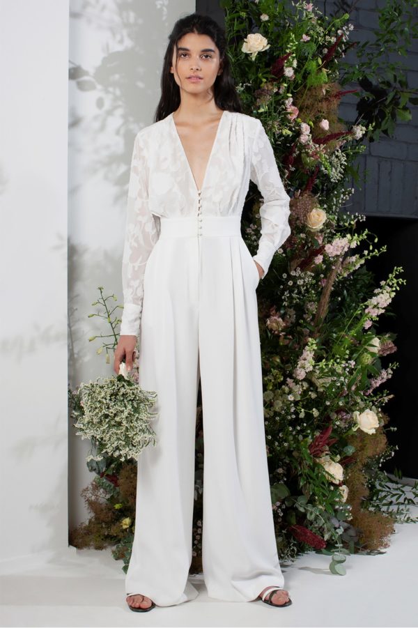 French Connection – Annalise Satin Belted Bridal Jumpsuit Combinaisons de mariage FRENCH CONNECTION