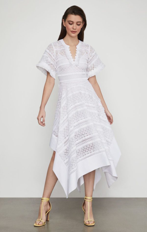 BCBG – Striped Dot Lace Asymmetric Dress Mariage Civil BCBG MAXAZRIA