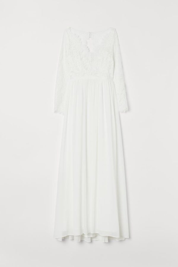 H&M – Robe de mariée en dentelle manches longues Mariage Bohème H&M