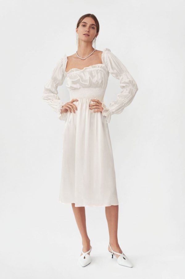Sleeper – Michelin Silk Dress in White | SleeperSleeper Mariage Bohème SLEEPER