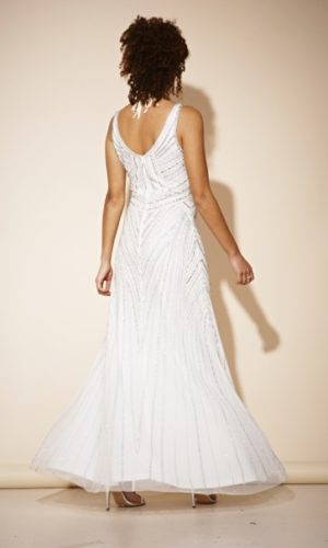 FROCK & FRILL – Teona Sequin White Maxi Dress Robes de mariée modernes
