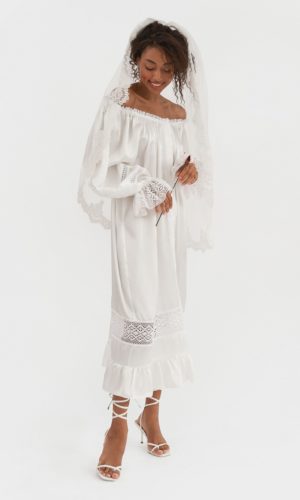 Sleeper  – Paloma Silk Dress in Pearl White | SleeperSleeper Mariage Bohème SLEEPER