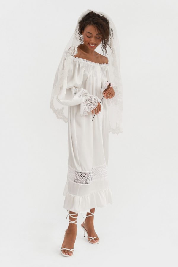 Sleeper  – Paloma Silk Dress in Pearl White | SleeperSleeper Mariage Bohème SLEEPER