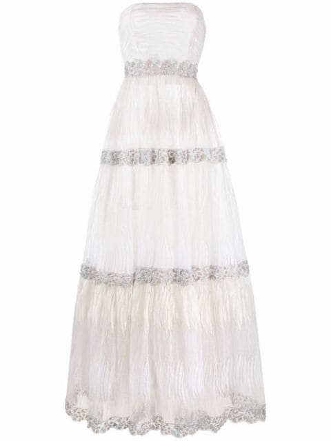 Parlor BRIDAL – robe longue Sarah à dentelle superposée Luxe FARFETCH