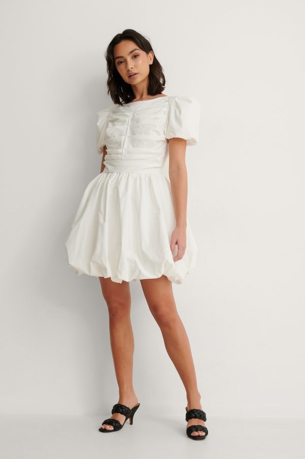 NA-KD Trend BRIDAL – Ruched Puff Sleeve Mini Dress Robes de mariée courtes NA-KD