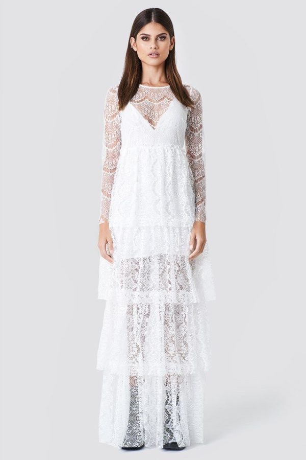 NA-KD – Long Sleeve Lace Dress White by Sahara Ray Mariage Bohème NA-KD