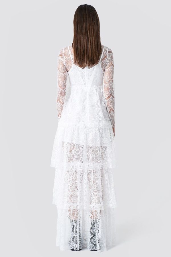 NA-KD – Long Sleeve Lace Dress White by Sahara Ray Mariage Bohème NA-KD