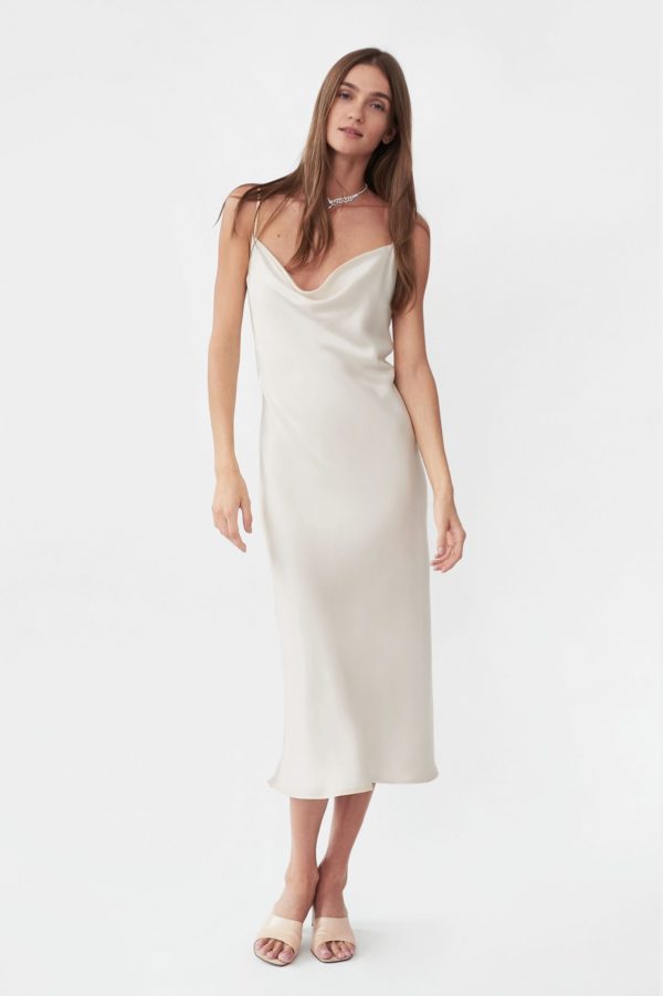 Sleeper  – Silk 90s style Maxi Slip Dress in White | SleeperSleeper Mariage Bohème SLEEPER