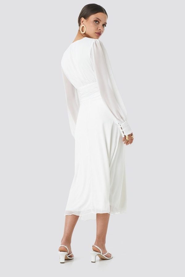 NA-KD – Button Detailed Midi Dress White by Trendyol Mariage Civil NA-KD