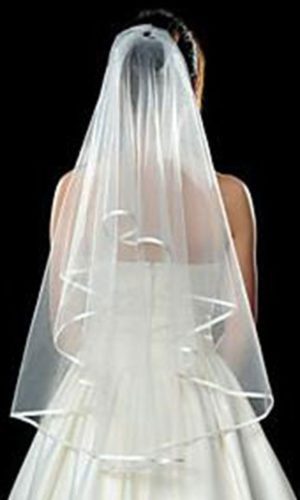 Voile mariée 2021 Voile 1 couche en tulle avec ruban classique Voiles de mariée