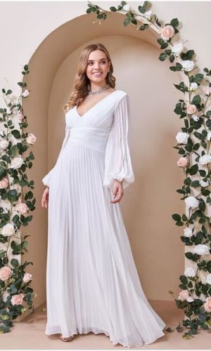 Goddiva – Goddiva Balloon Sleeve Wedding Dress – White Robes de mariée modernes GODDIVA