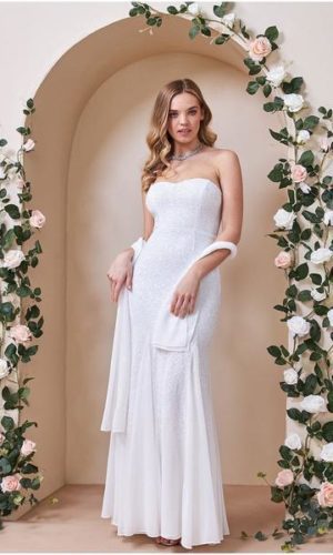 Goddiva – Goddiva Bandeau Sequin & Chiffon Maxi Wedding – White Robes de mariée modernes GODDIVA