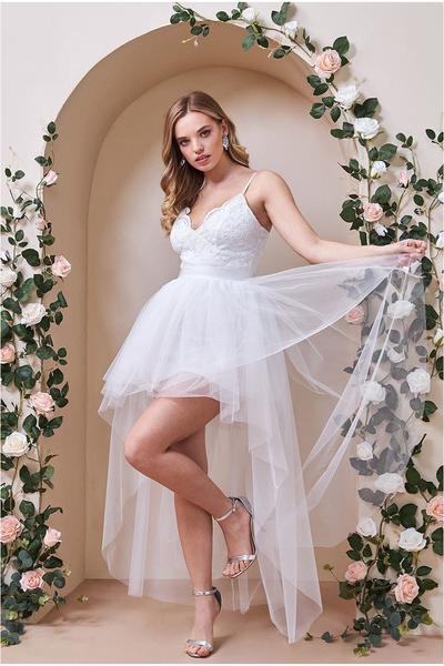 Goddiva – Goddiva Tulle Ballet Skirt With Lace Bodice Dress – White Mariage Civil GODDIVA