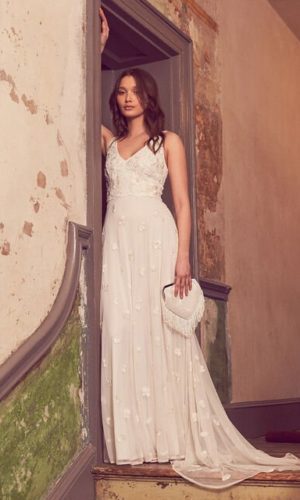 Monsoon – Kate Beaded Floral Bridal Dress Ivory Mariage Bohème MONSOON