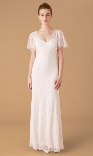 Monsoon – Kitty Embellished Flutter Sleeve Bridal Dress Ivory Robes de mariée modernes MONSOON