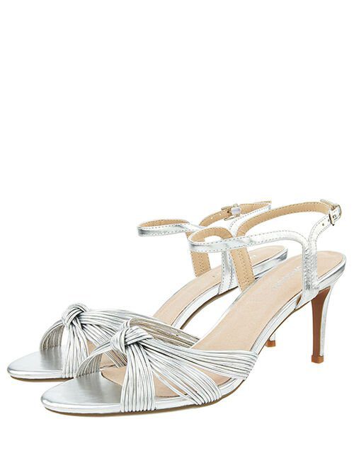 Monsoon – Kitty Knot Heeled Sandals Silver Sandales mariage MONSOON