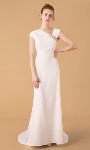 Monsoon – Tess Embellished Brooch Bridal Dress Ivory Robes de mariée modernes MONSOON