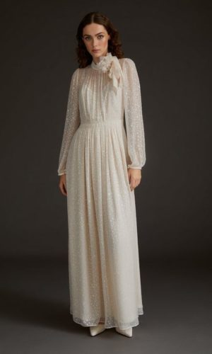 LK Bennett – Lovette Cream Devoré Long Wedding Dress Mariage Bohème LK BENNETT