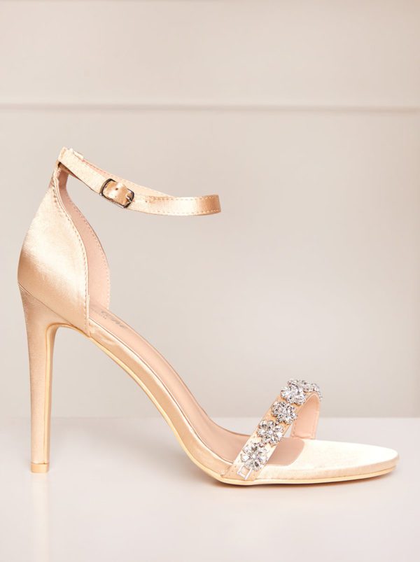 Chi Chi London – High Heel Diamante Strap Sandals in Champagne Sandales mariage