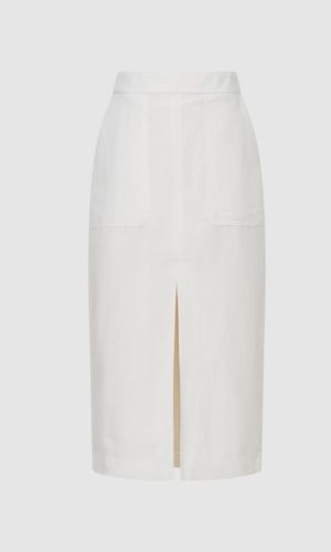 Reiss – Reiss White Jackie Plain Pencil Skirt Crop top et jupes REISS