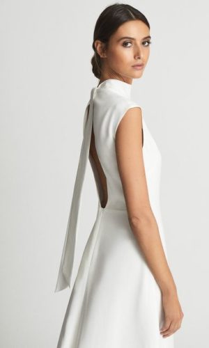 Reiss – Reiss White Livvy Regular Open Back Midi Dress Robes de mariée à moins de 500 euros REISS