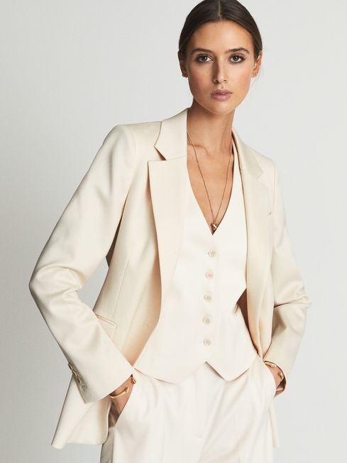 Reiss – Reiss White Luna Regular Premium Single Breasted Suit Blazer Robes de mariée à moins de 500 euros REISS
