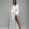 SofiWeddingDress &#8211; Bride robe with feather sleeves, White boudoir robe, Long silk robe, Dressing gown, Sheer robe, Bridesmaid robes, Bridesmaid gift, The Wedding Explorer