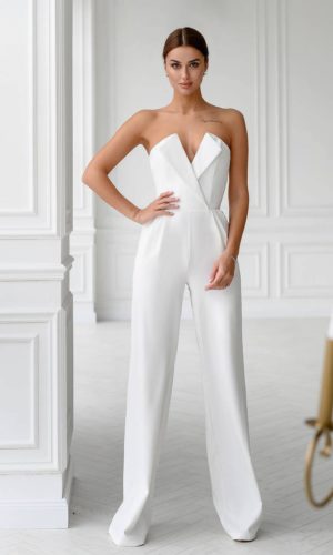 MoraBrand – White Formal Jumpsuit Womens, Bridal White Jumpsuit, Women Onepiece for Wedding Reception, Birthday Outfit, Sleeveless Jumpsuit with Corset Combinaisons de mariage ETSY