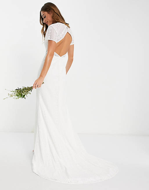 Y.A.S – Robe de mariée à découpes avec corsage complet et traîne – Blanc Robes de mariée modernes ASOS