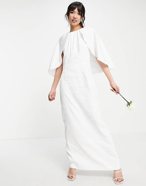 Y.A.S – Robe longue de mariée avec cape – Blanc Robes de mariée modernes ASOS