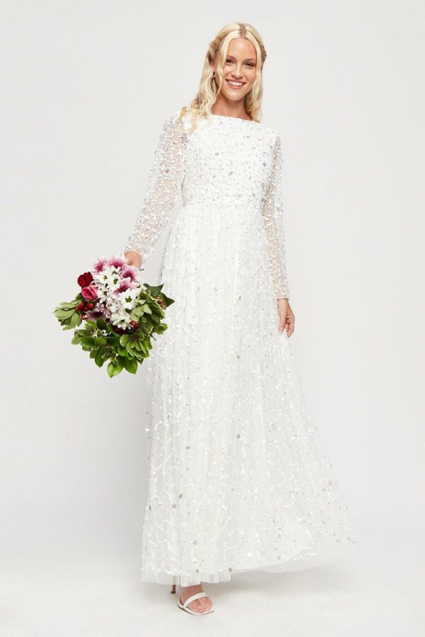 Dorothy Perkins – White Bridal Embellished Dress Robes de mariée bohèmes DOROTHY PERKINS