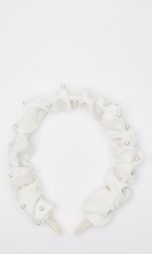 Dorothy Perkins – Cream Ruched Pearl Detail Headband Accessoires coiffure mariage DOROTHY PERKINS