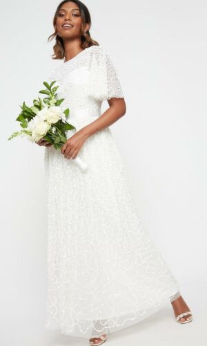 Dorothy Perkins – White Embellished Maxi Dress Robes de mariée bohèmes DOROTHY PERKINS