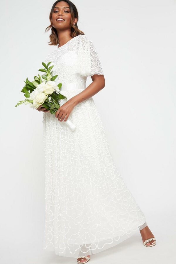 Dorothy Perkins – White Embellished Maxi Dress Robes de mariée bohèmes DOROTHY PERKINS