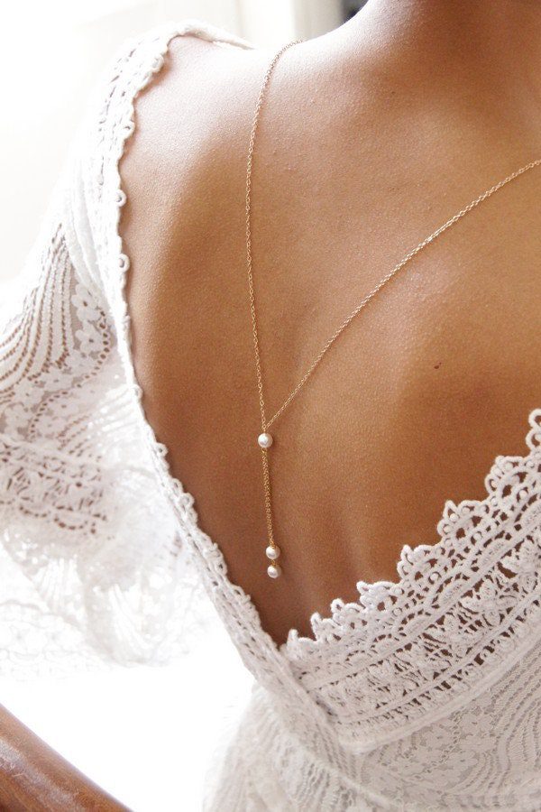 Pralinettebijoux – Bridal backdrop necklace crystal Wedding Back Pendant Wedding Back necklace Jewelry Wedding Jewelry Wedding Accessory Bridal Jewel Back Colliers