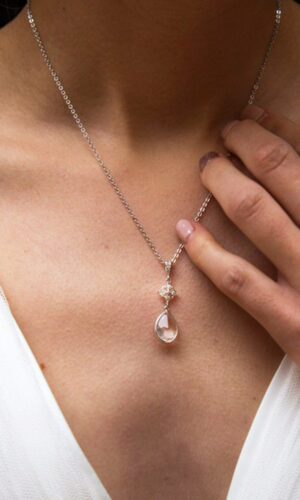 AtelierSarahAime – Bridal necklace, Loubna, teardrope necklace, French necklace, bride necklace, drop necklace, CZ, Drope, Wedding necklace, silver necklace Bracelets