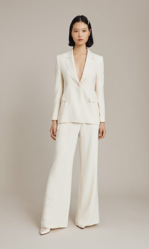 Alexa Crepe WideLeg Trousers Cloud Dancer Tailleurs de mariage The Wedding Explorer