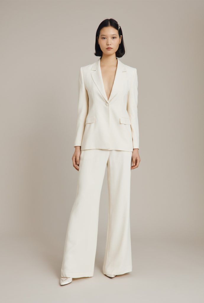 Alexa Crepe WideLeg Trousers Cloud Dancer Tailleurs de mariage The Wedding Explorer