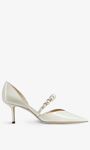 JIMMY CHOO – Aurelie 65 pearl-embellished patent-leather courts Chaussures mariage The Wedding Explorer JIMMY CHOO – Aurelie 65 pearl-embellished patent-leather courts Chaussures mariage The Wedding Explorer