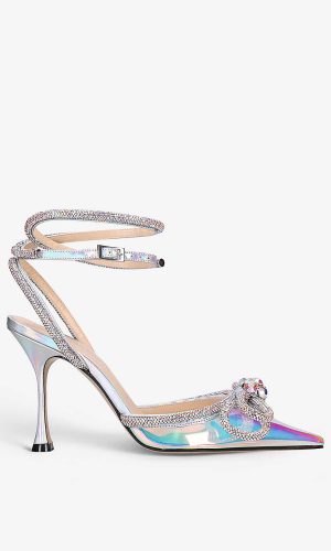 MACH & MACH – Double Bow crystal-embellished leather and PVC heeled sandals Chaussures mariage The Wedding Explorer
