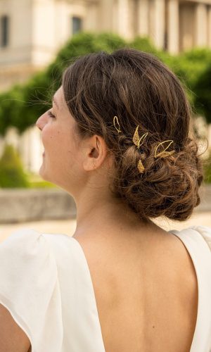 Sets de pics à cheveux dorés Folÿs Accessoires cheveux mariage The Wedding Explorer