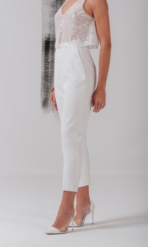 ELA – Pantalon blanc tailleur Tailleurs de mariage The Wedding Explorer
