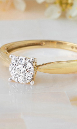 Bague roseau or jaune 18 carats sphère pavée – 7 diamants : bijoux Edenly Accessoires mariage The Wedding Explorer