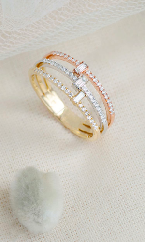 Bague Trilogia – 3 ors 18 carats et diamants : bijoux Edenly Accessoires mariage The Wedding Explorer