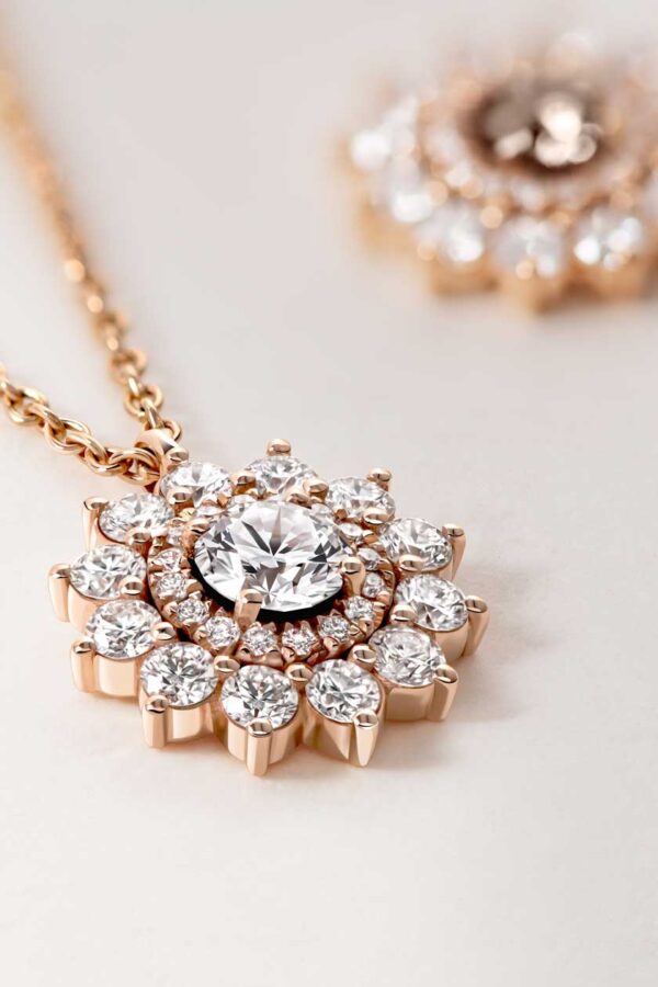 Pendentif Coulissant Or Rose 14k - Nacre Rose Et Diamant .15ctw - Wilson Brothers