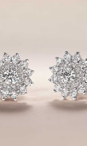 Boucles d'oreilles Or blanc 750 ‰ Diamant Lefkos